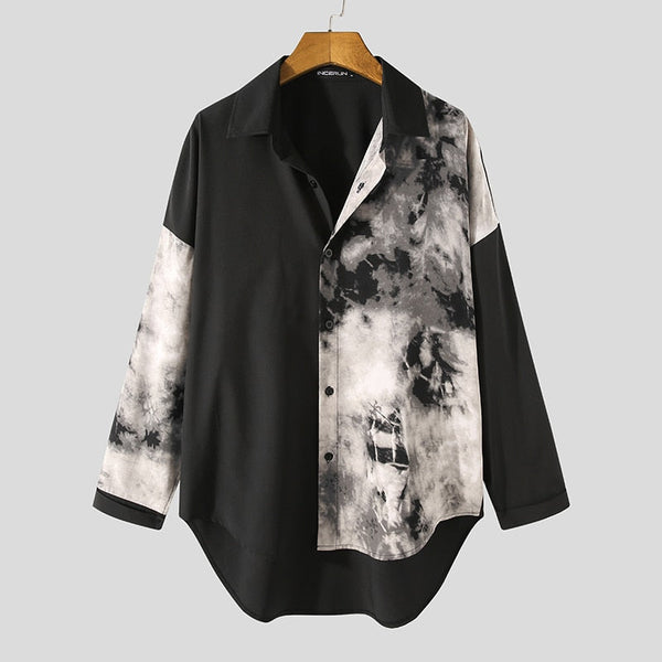 "Split Smoke" Graphic Unisex Streetwear Vintage Women Men Y2K Button Up Shirt