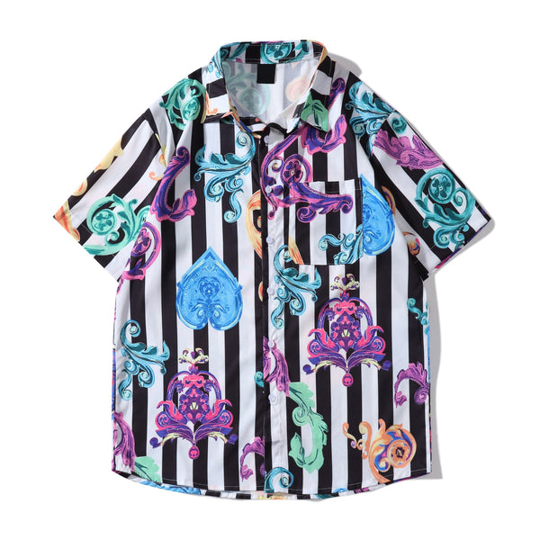 "Spades" Graphic Unisex Streetwear Vintage Women Men Y2K Button Up Shirt