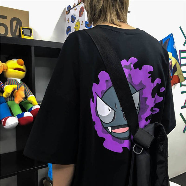 "Purple Ghost" Graphic Unisex Streetwear Vintage Women Men Y2K T-Shirt