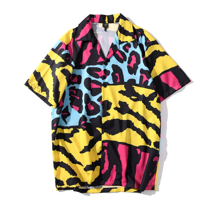 "Tropical Weather" Graphic Unisex Streetwear Vintage Women Men Y2K Button Shirt