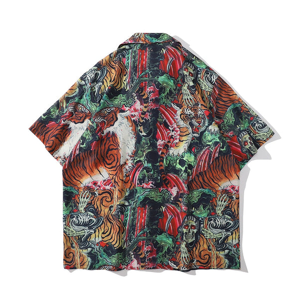 "Jungle Memories" Graphic Unisex Streetwear Vintage Women Men Y2K Button Up Shirt