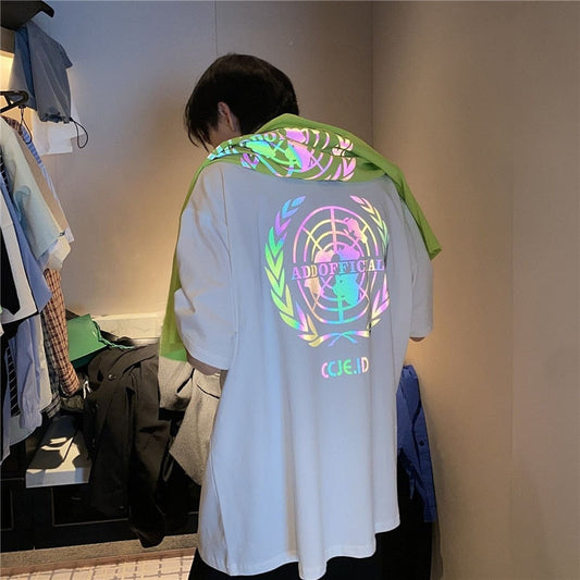 "Targeted" Graphic Unisex Streetwear Vintage Women Men Y2K Reflective T-Shirt