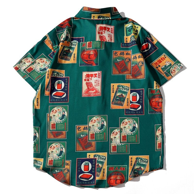 "Retro Case" Graphic Unisex Streetwear Vintage Women Men Y2K Button Shirt