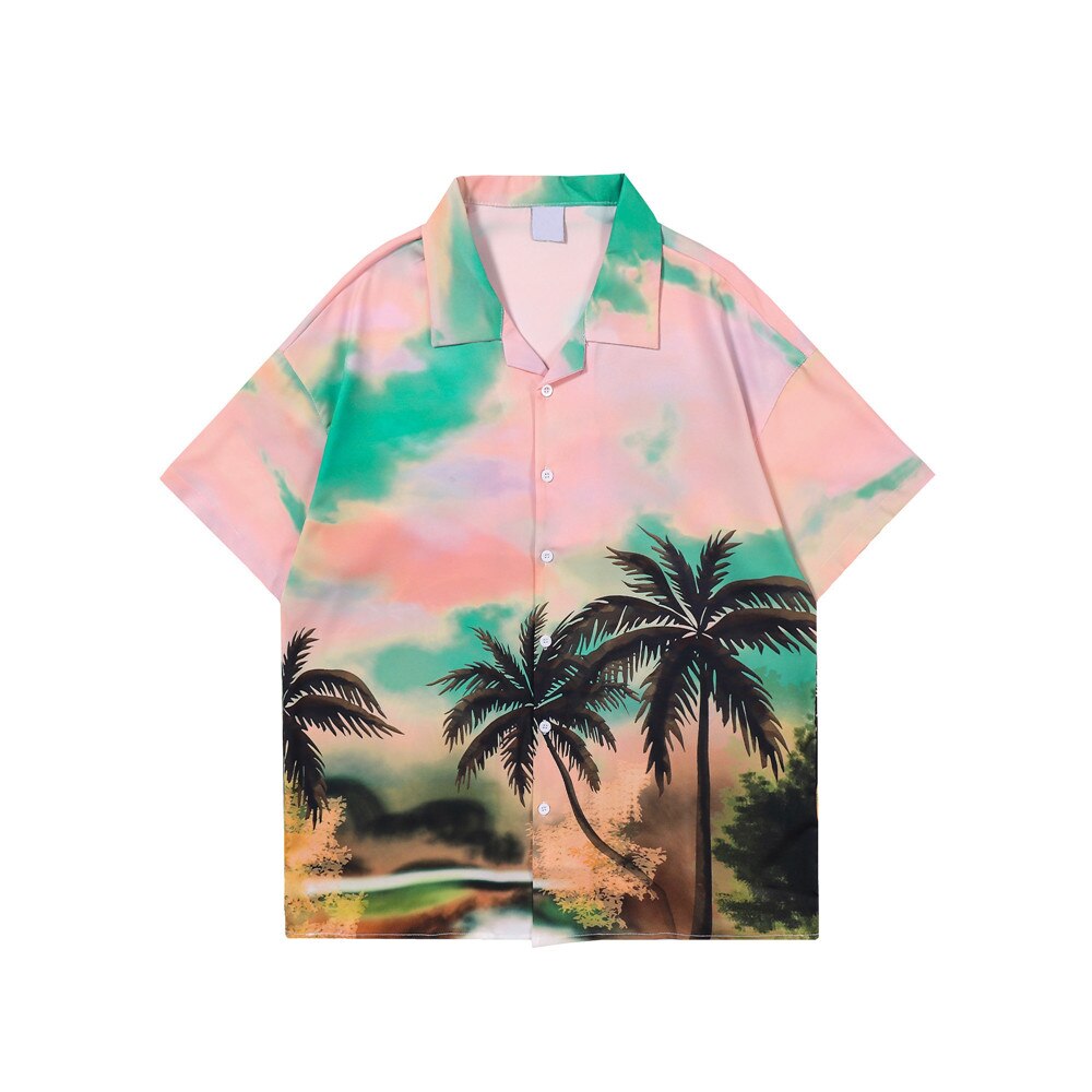 "Sandy Shores" Graphic Unisex Streetwear Vintage Women Men Y2K Button Up Shirt