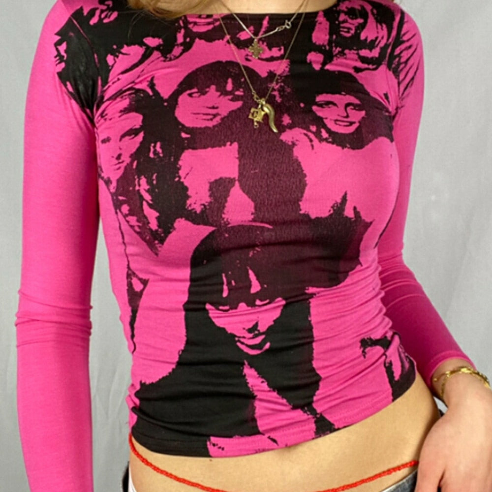 "One Portrait" Women Vintage Long Sleeve Streetwear Sweatshirt