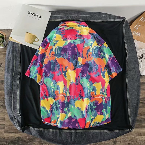 "Abstract" Unisex Men Women Streetwear Graphic Button Up Shirt