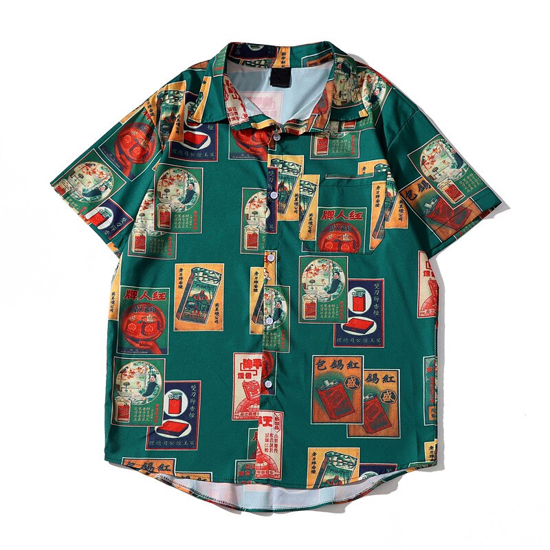 "Retro Case" Graphic Unisex Streetwear Vintage Women Men Y2K Button Shirt