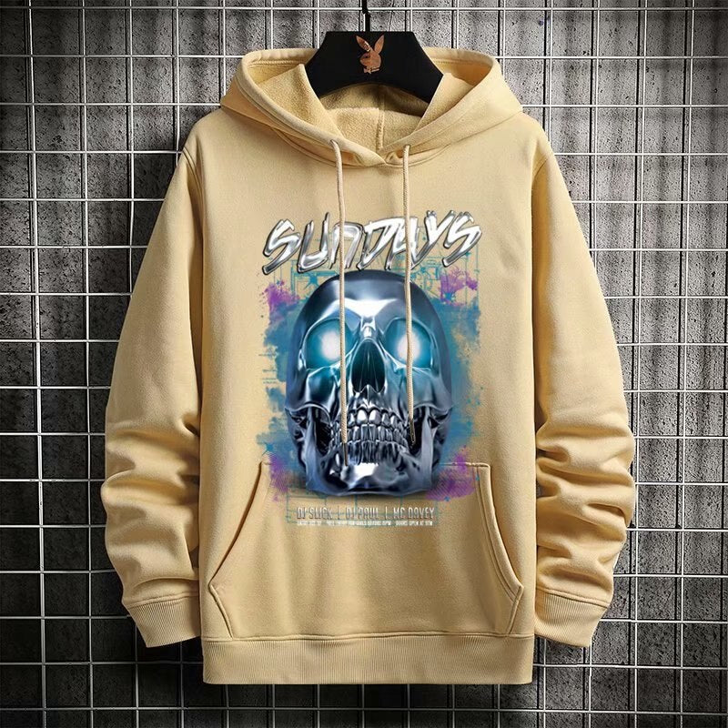 "Purple Skull" Graphic Unisex Streetwear Vintage Women Men Y2K Hoodie