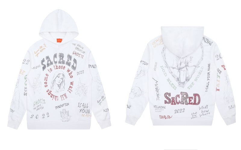 "Scared In The World" Graphic Unisex Streetwear Vintage Women Men Y2K Hoodie