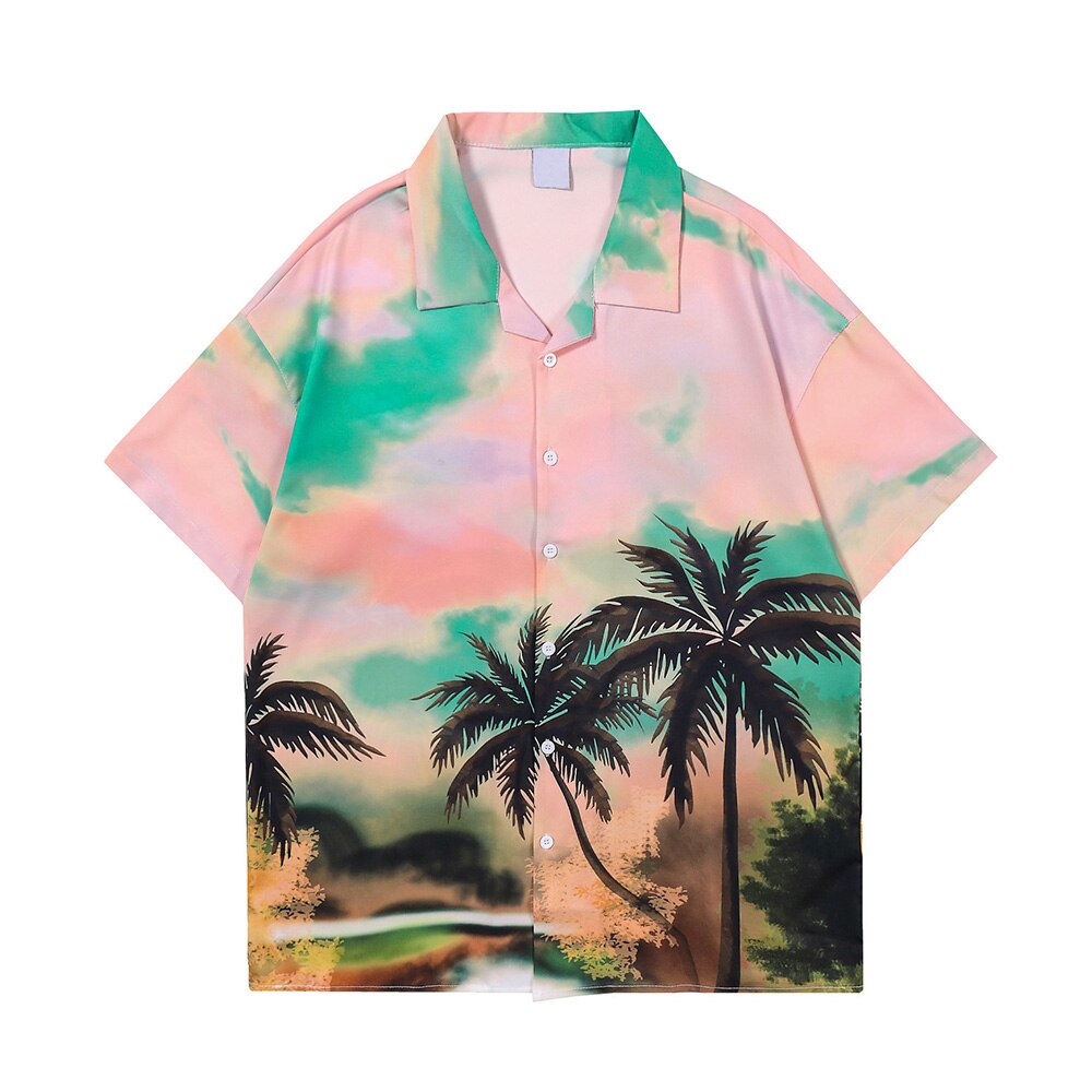 "Sandy Shores" Graphic Unisex Streetwear Vintage Women Men Y2K Button Up Shirt