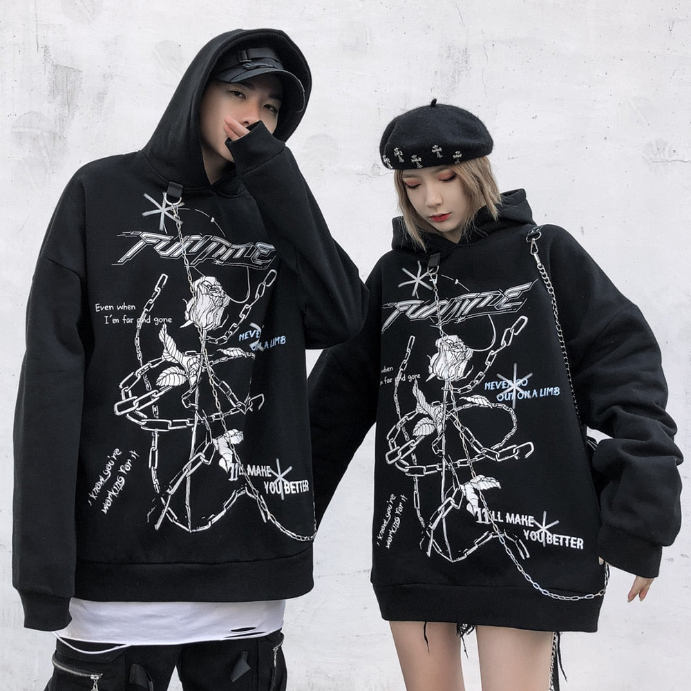 "Broken Chains" Graphic Unisex Streetwear Vintage Women Men Y2K Hoodie