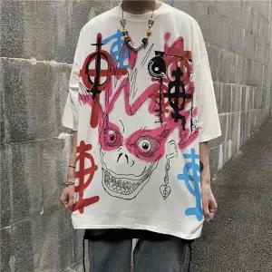 "Purple Ghost" Graphic Unisex Streetwear Vintage Women Men Y2K T-Shirt