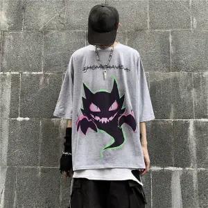 "Purple Ghost" Graphic Unisex Streetwear Vintage Women Men Y2K T-Shirt