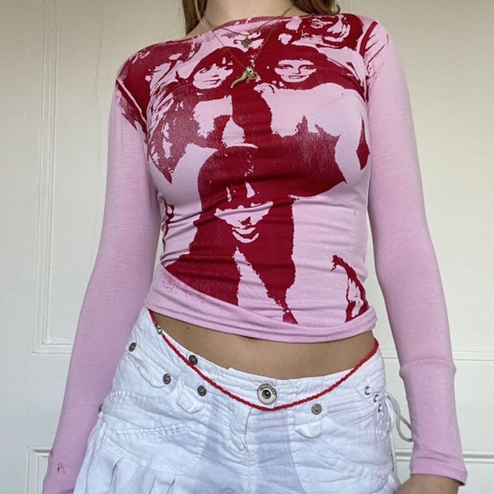 "One Portrait" Women Vintage Long Sleeve Streetwear Sweatshirt