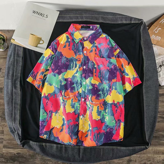 "Abstract" Unisex Men Women Streetwear Graphic Button Up Shirt
