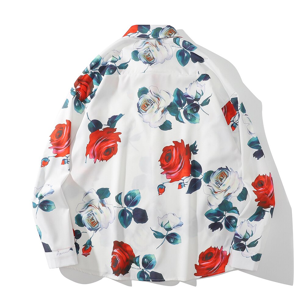 "Falling Garden" Unisex Men Women Streetwear Graphic Button Shirt