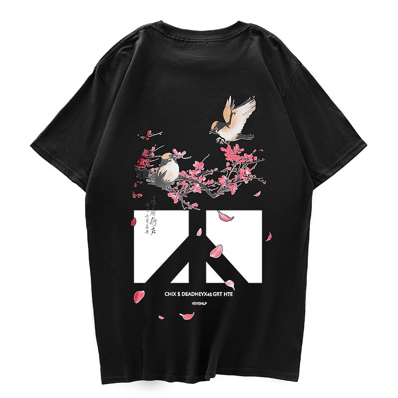 "Grey Blossom" Men Women Streetwear Unisex Graphic T-Shirt