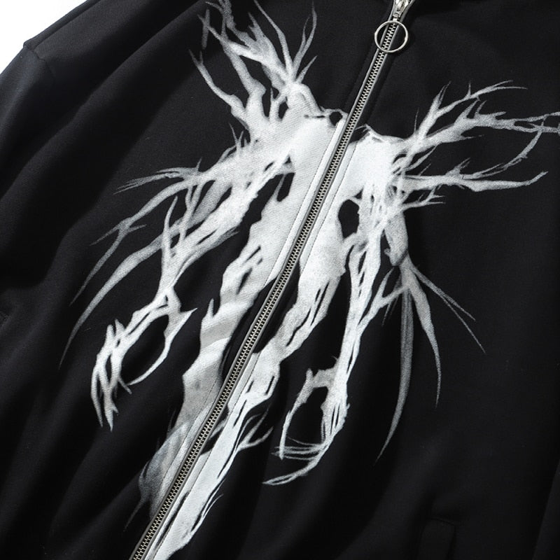 "White Ghost" Graphic Unisex Streetwear Vintage Women Men Y2K Hoodie