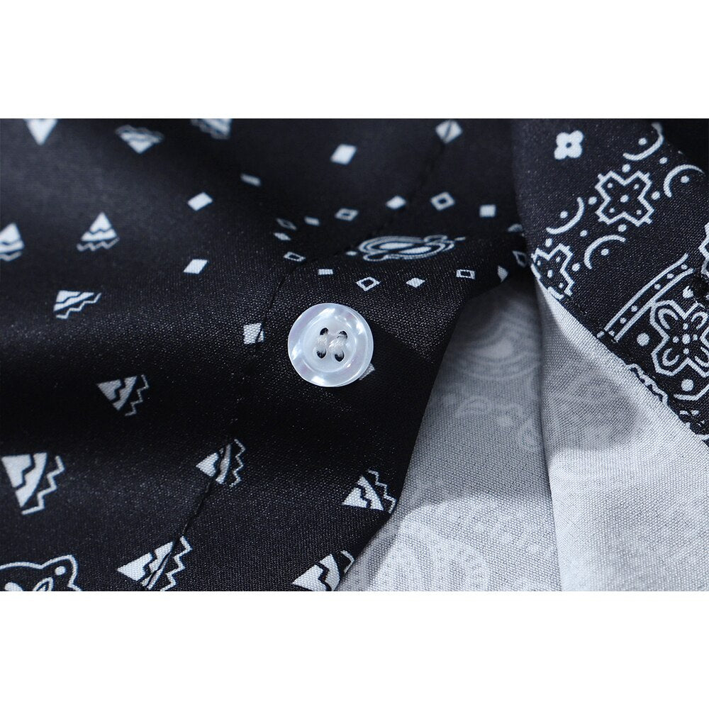 "Dark Bandanna" Unisex Streetwear Men Women Button Shirt