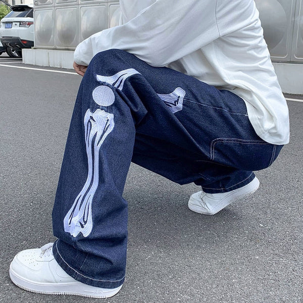 "Slower Runner" Graphic Unisex Streetwear Vintage Women Men Y2K Denim Jeans