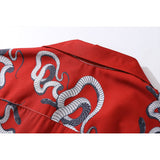 "Red Snake" Graphic Unisex Streetwear Vintage Women Men Y2K Button Shirt