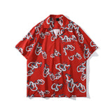 "Red Snake" Graphic Unisex Streetwear Vintage Women Men Y2K Button Shirt