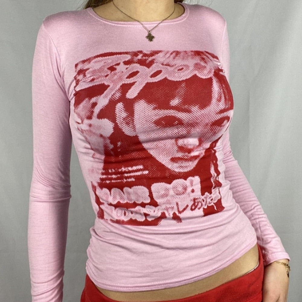 "One Portrait" Women Vintage Long Sleeve Streetwear Sweatshirt