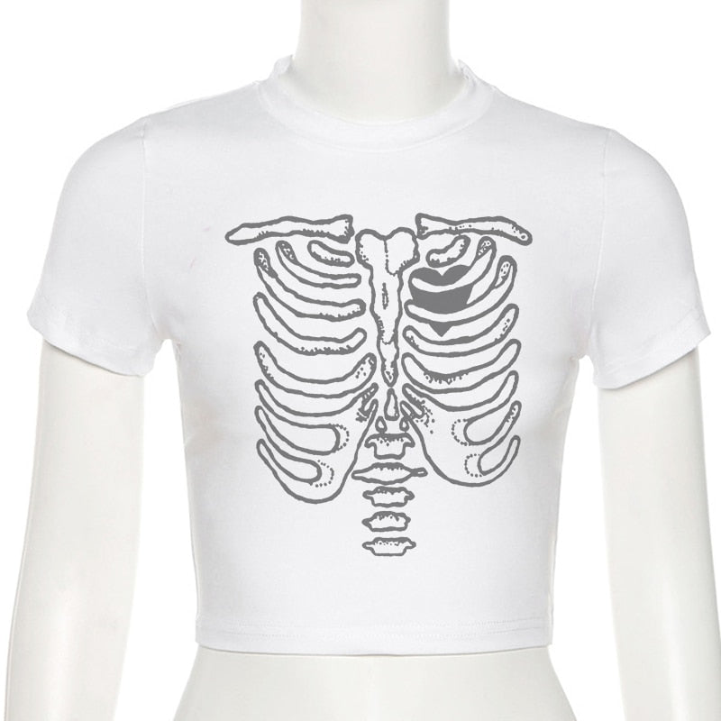 "Cage Match" Women Gothic Vintage Streetwear Basic Crop T-Shirt