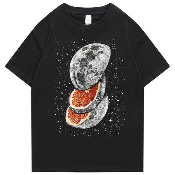 Starry Sky Broken Orange Pattern Printed T Shirt Summer T Shirt Mens, streetwear graphic t‑shirt, in white, size S, harajuku aesthetic, soft cotton, relaxed fit, premium print, daily wear, Club Paradi, unisex streetwear,