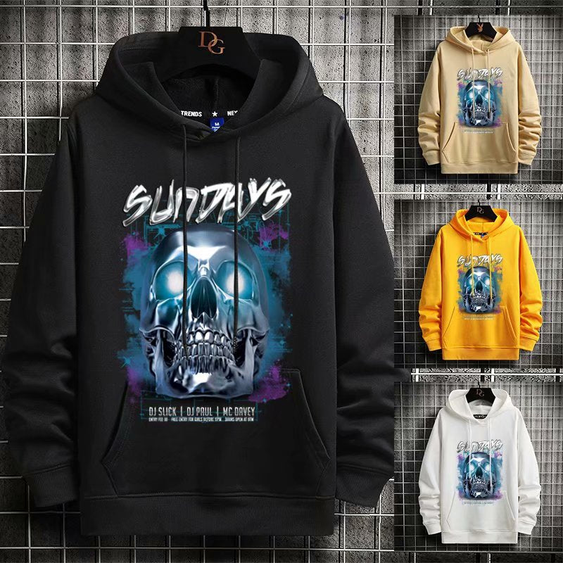 "Purple Skull" Graphic Unisex Streetwear Vintage Women Men Y2K Hoodie