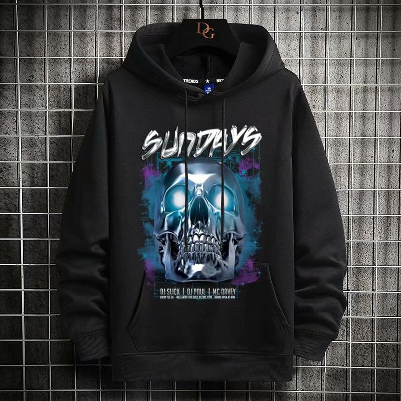 "Purple Skull" Graphic Unisex Streetwear Vintage Women Men Y2K Hoodie