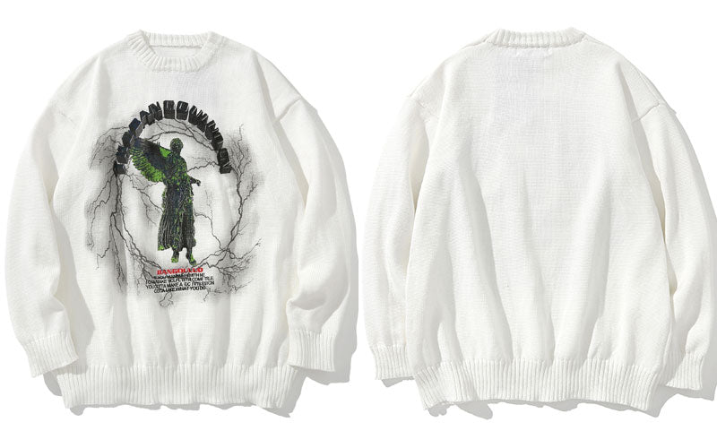 "Black Angel" Unisex Men Women Streetwear Graphic Sweater