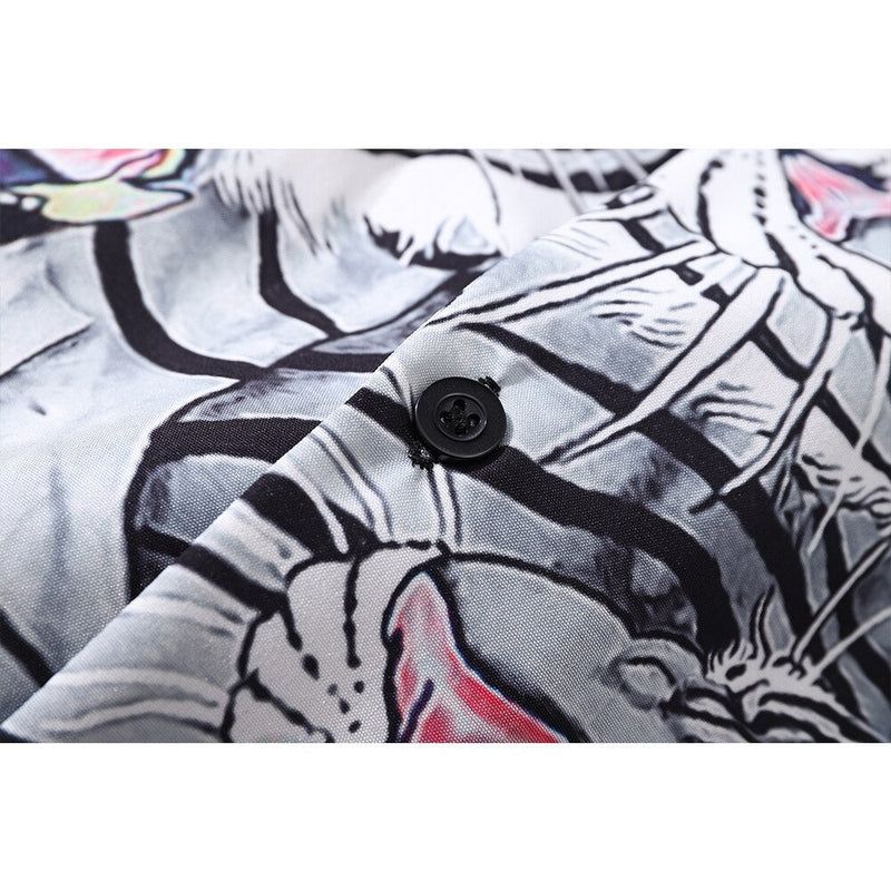 "White Wolf" Graphic Unisex Streetwear Vintage Women Men Y2K Button Shirt