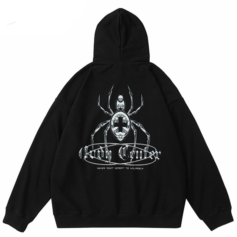 "Spider Cross" Graphic Unisex Streetwear Vintage Women Men Y2K Hoodie