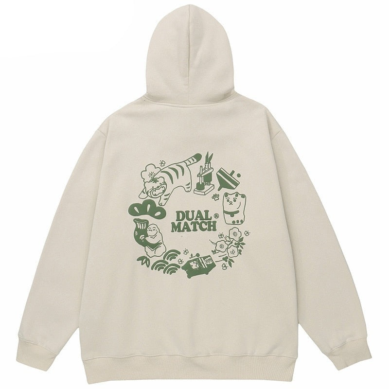 "Dual Match" Unisex Men Women Streetwear Graphic Hoodie