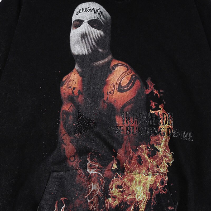 "Masked Blaze" Graphic Unisex Streetwear Vintage Women Men Y2K Hoodie