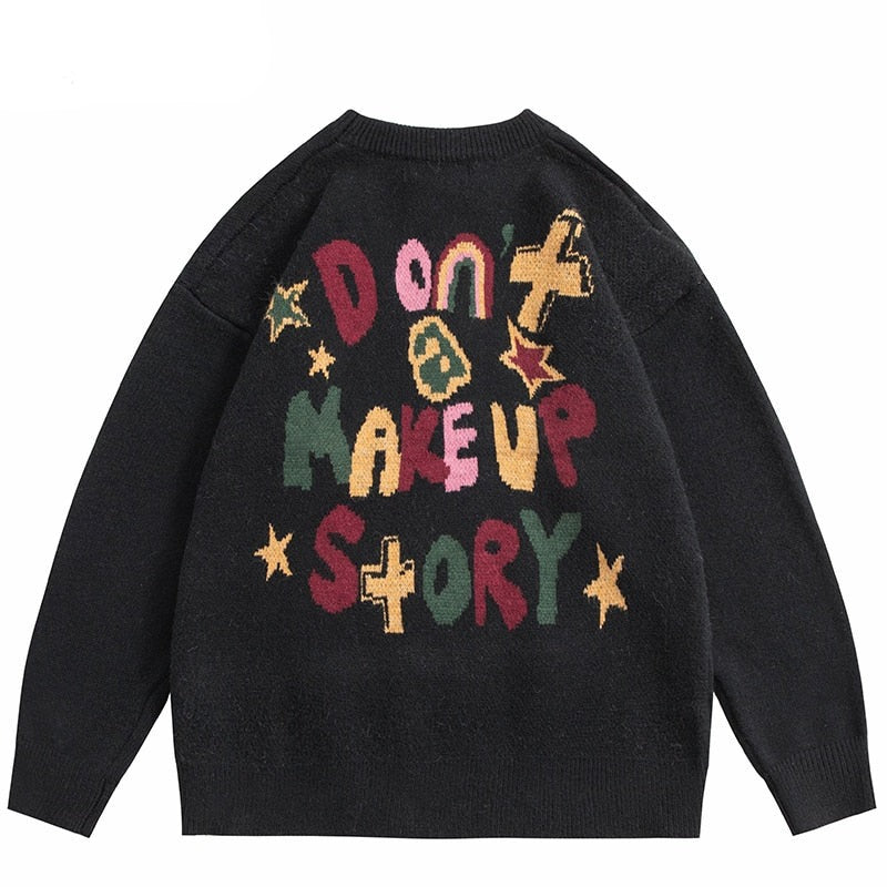 "Make Up Tales" Graphic Unisex Streetwear Vintage Women Men Y2K Sweater