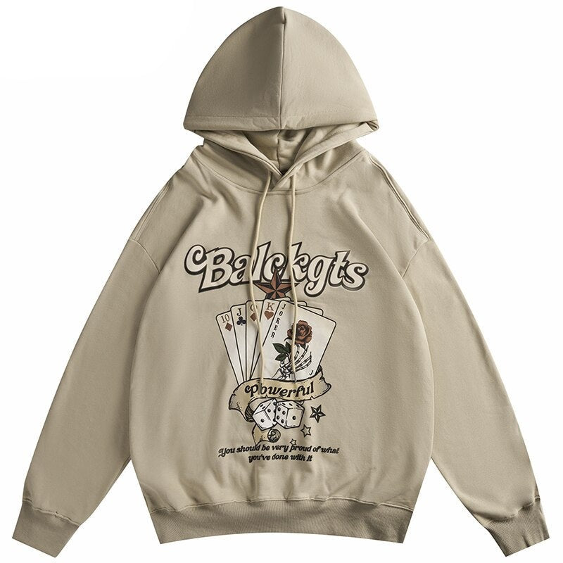 "Poker Face" Graphic Unisex Streetwear Vintage Women Men Y2K Hoodie