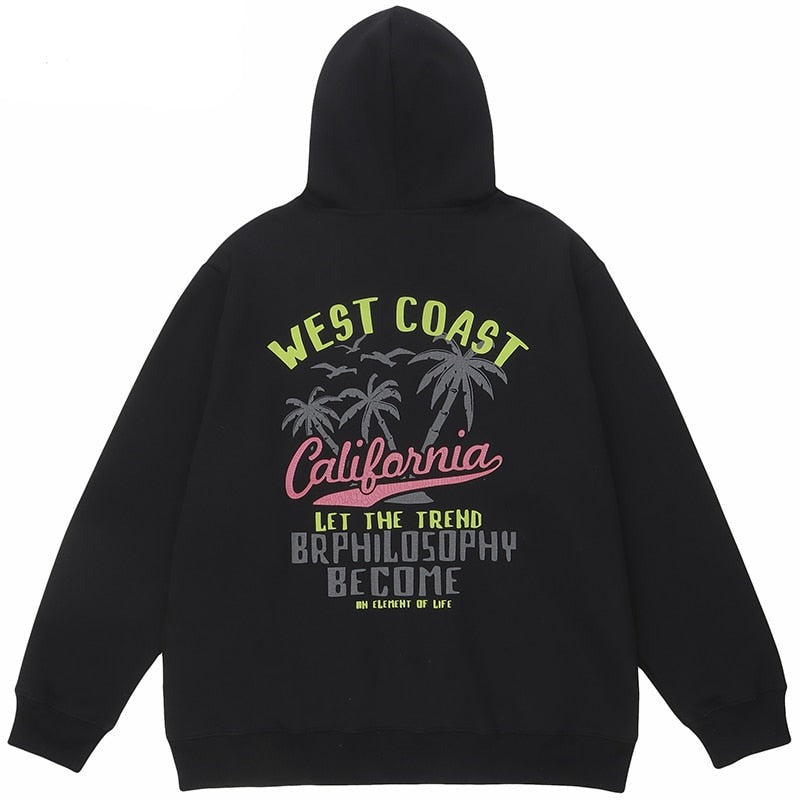 "West Coast Life Style" Graphic Unisex Streetwear Vintage Women Men Y2K Hoodie