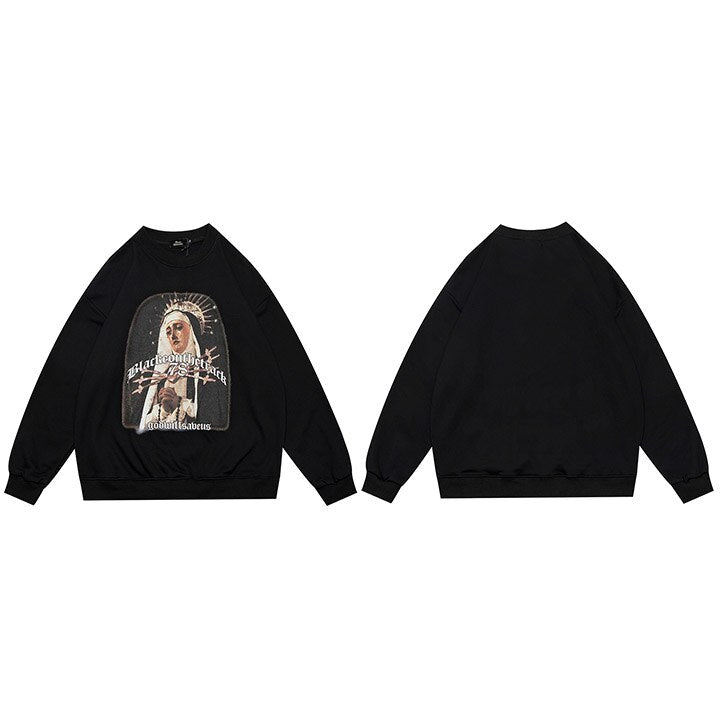 "Sobbing" Graphic Unisex Streetwear Vintage Women Men Y2K Sweater