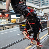 "Red Lines" Graphic Unisex Streetwear Women Men Y2K Tactical Joggers