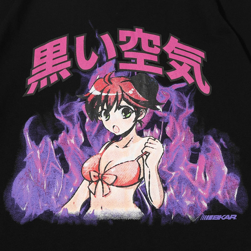 "Purple Flame" Graphic Unisex Streetwear Vintage Women Men Y2K T-Shirt