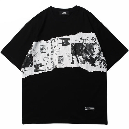"Straight Face" Graphic Unisex Streetwear Vintage Women Men Y2K T-Shirt