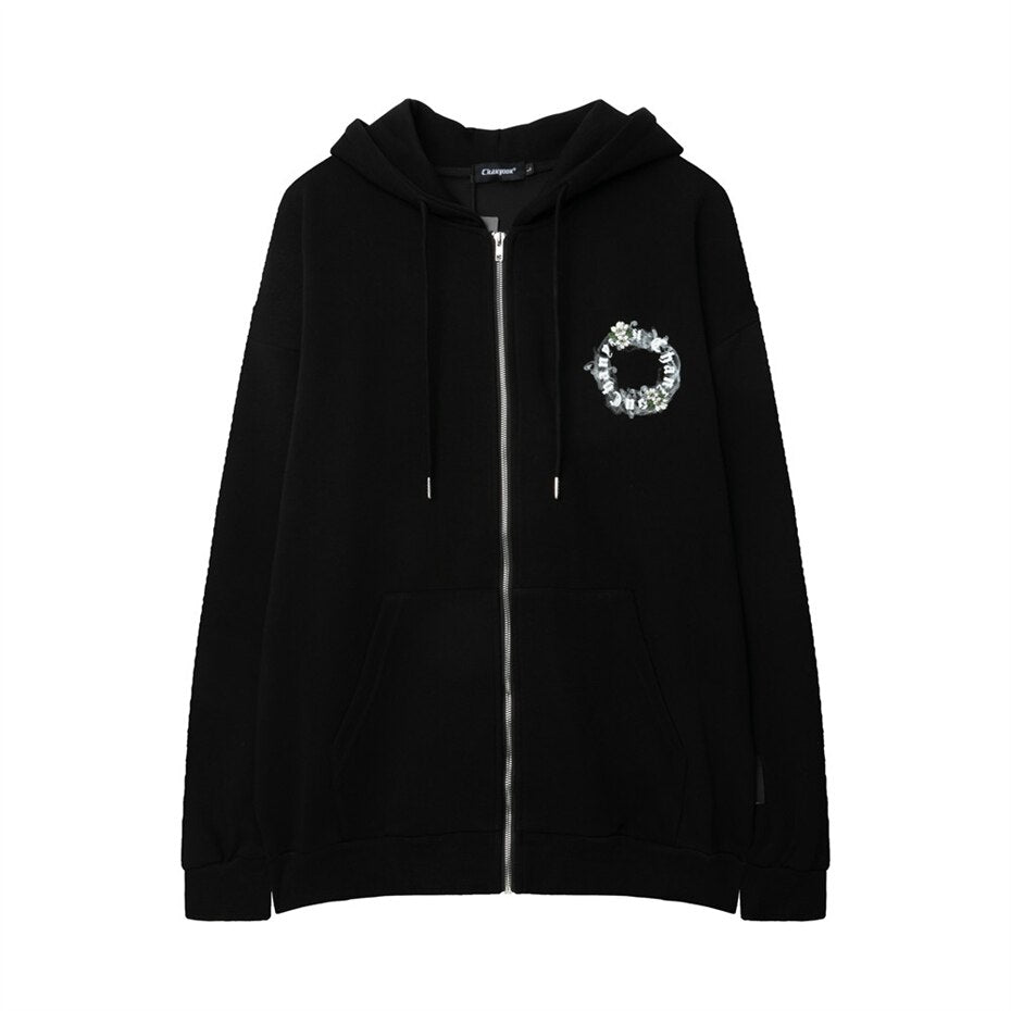 "White Crown" Graphic Unisex Streetwear Vintage Women Men Y2K Hoodie