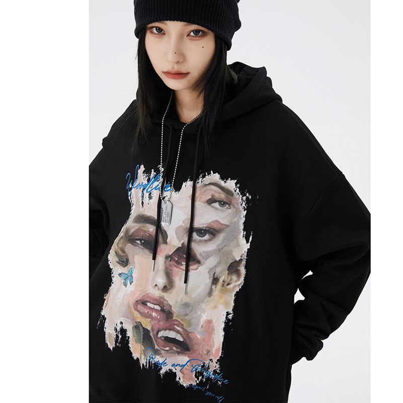 "Broken Face" Unisex Men Women Streetwear Graphic Hoodie