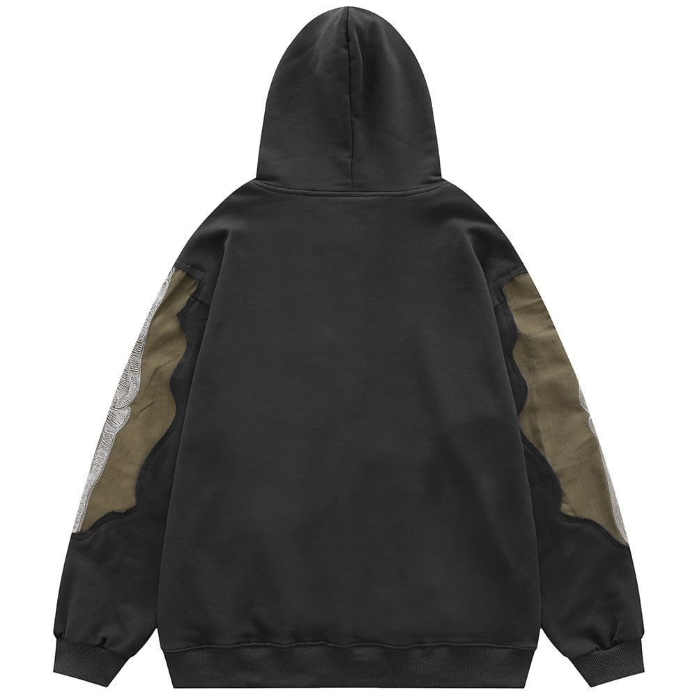 "Patchwork" Graphic Unisex Streetwear Vintage Women Men Y2K Hoodie
