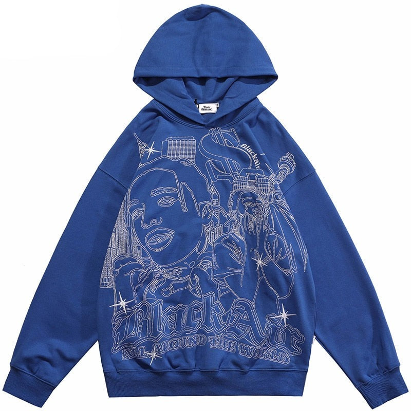 "Living In Town" Graphic Unisex Streetwear Vintage Women Men Y2K Hoodie
