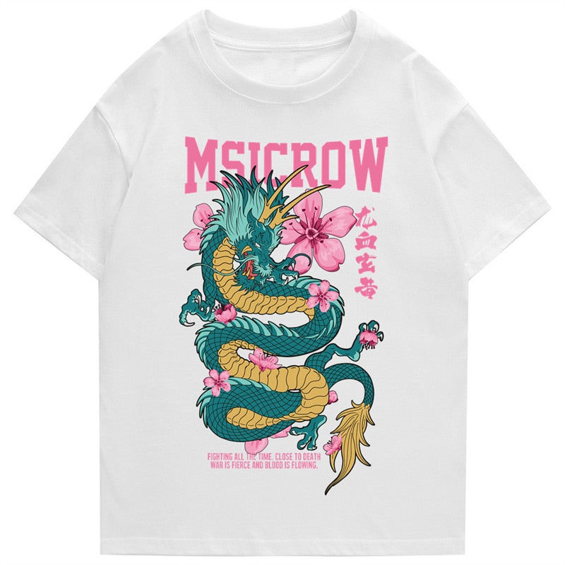 "Peace Dragon" Graphic Unisex Streetwear Vintage Women Men Y2K T-Shirt