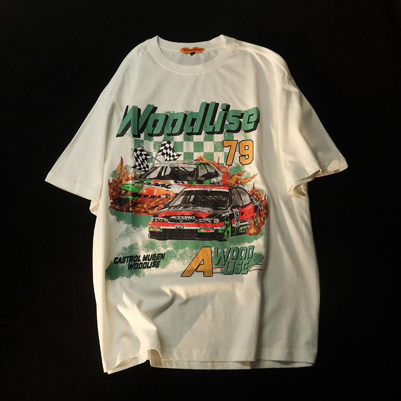 "Vintage Racing" Graphic Unisex Streetwear Vintage Women Men Y2K T-Shirt