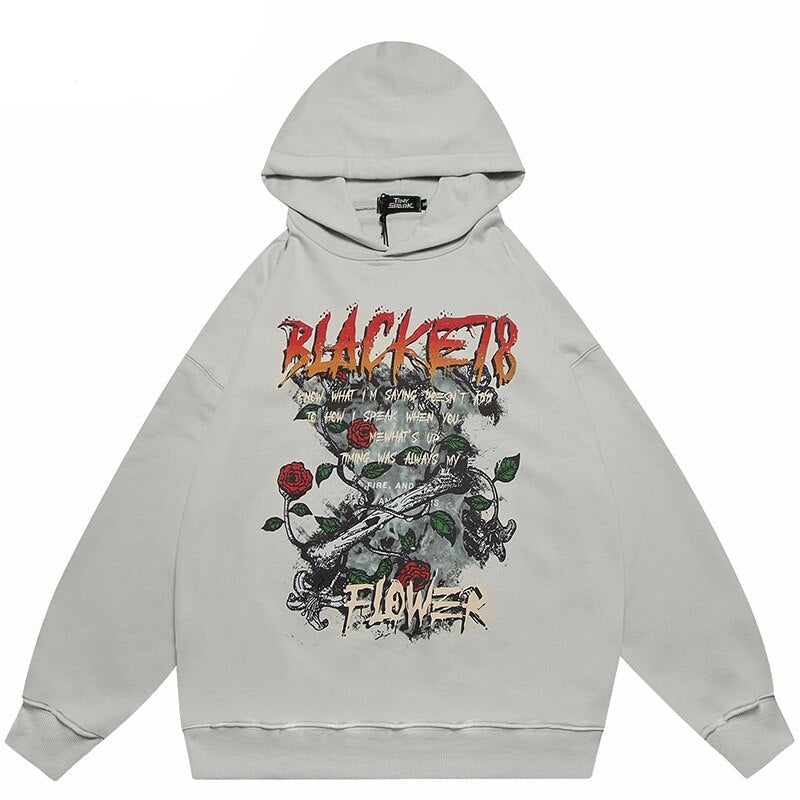 "Black Rose" Unisex Men Women Streetwear Graphic Hoodie